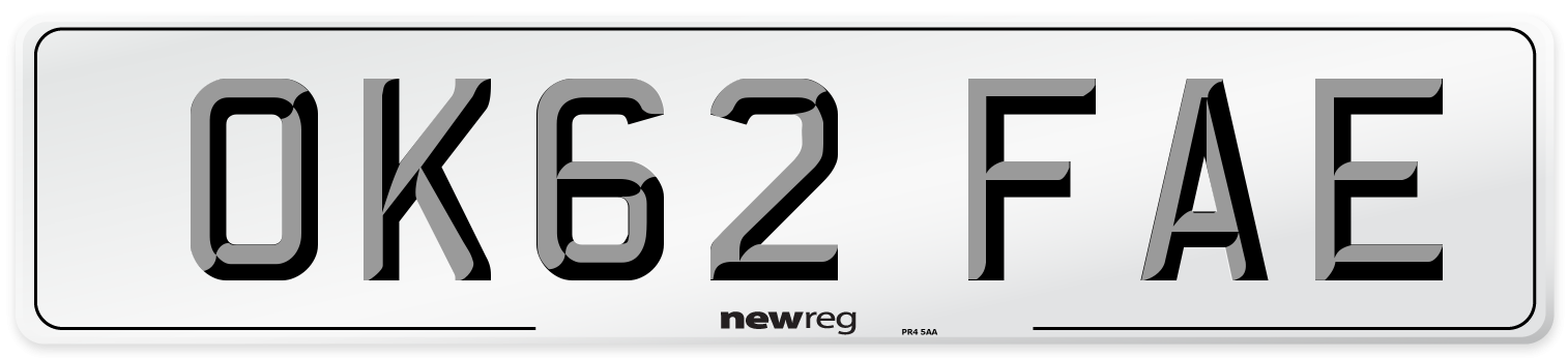 OK62 FAE Number Plate from New Reg